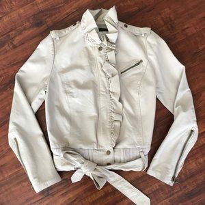 NWOT Development Ruffle Leather Jacket